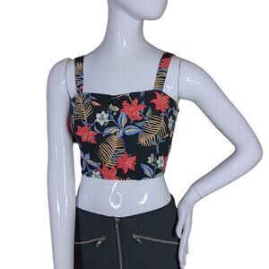 Angie Floral Crop Top Size Small Pullover 100% Rayon